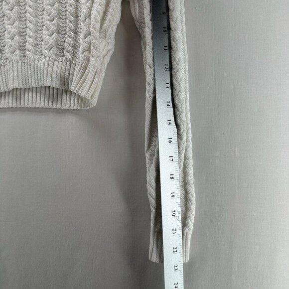 Love Tree Cropped Sweater Women Sz S Cable Knit Pullover V-Neck Minimalist White - Picture 11 of 11